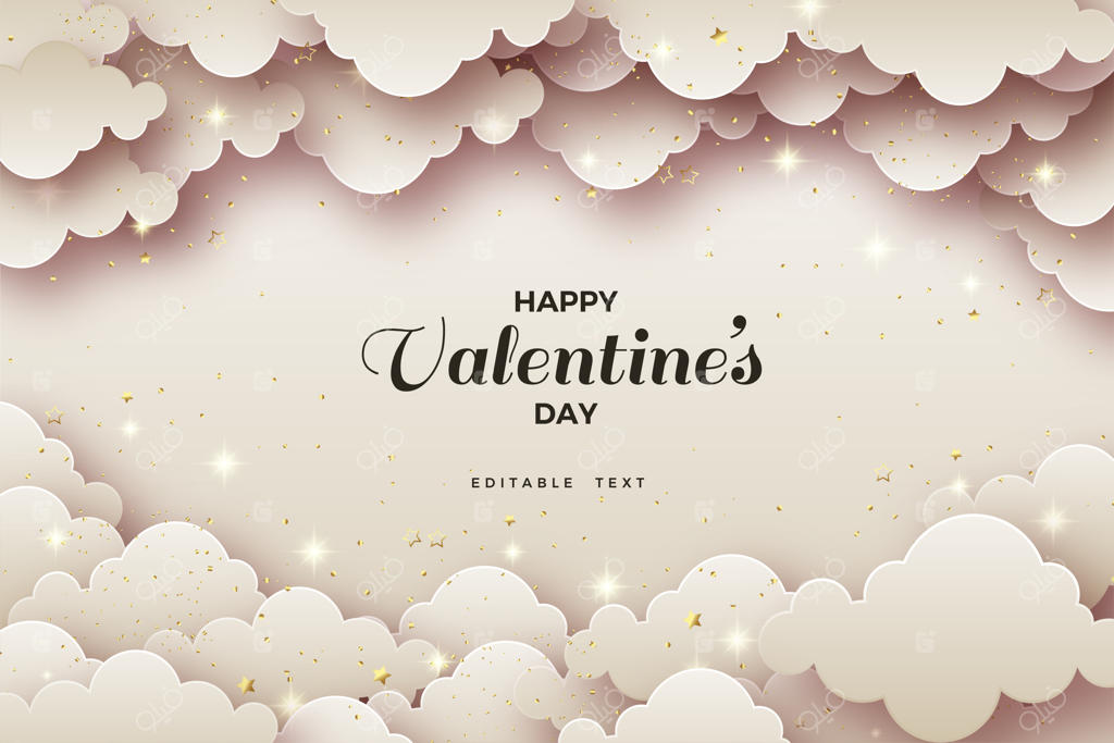 پس‌زمینه روز ولنتاین با ابرها و سایه‌ها.