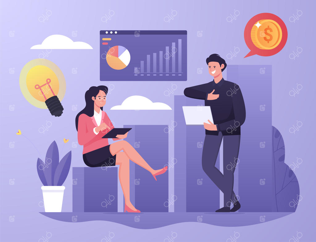 مفهوم تصویری افزایش درآمد و سود از رشد کسب و کار برای بازرگانان