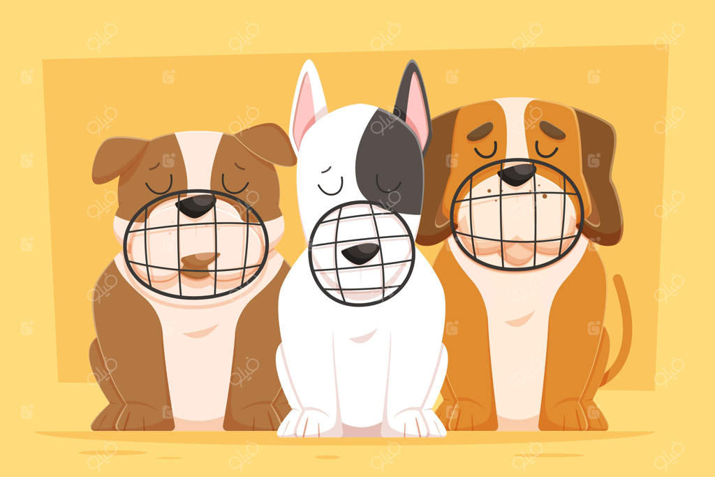 مجموعه کارتون حیوانات دهان‌بند زده