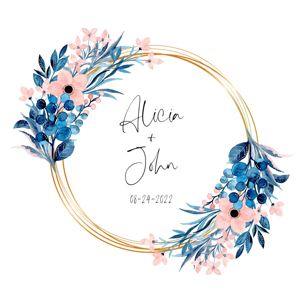 حلقه گل صورتی با آبرنگ