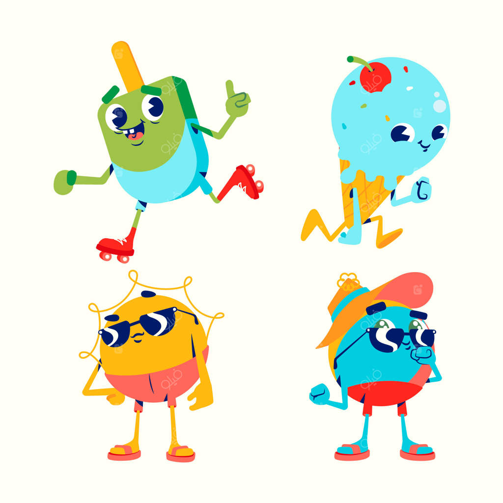 مجموعه عناصر طراحی تابستانی تخت