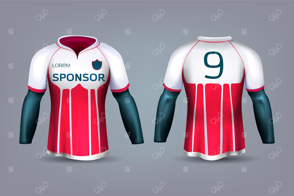 لباس ورزشی فوتبالی قرمز و سفید