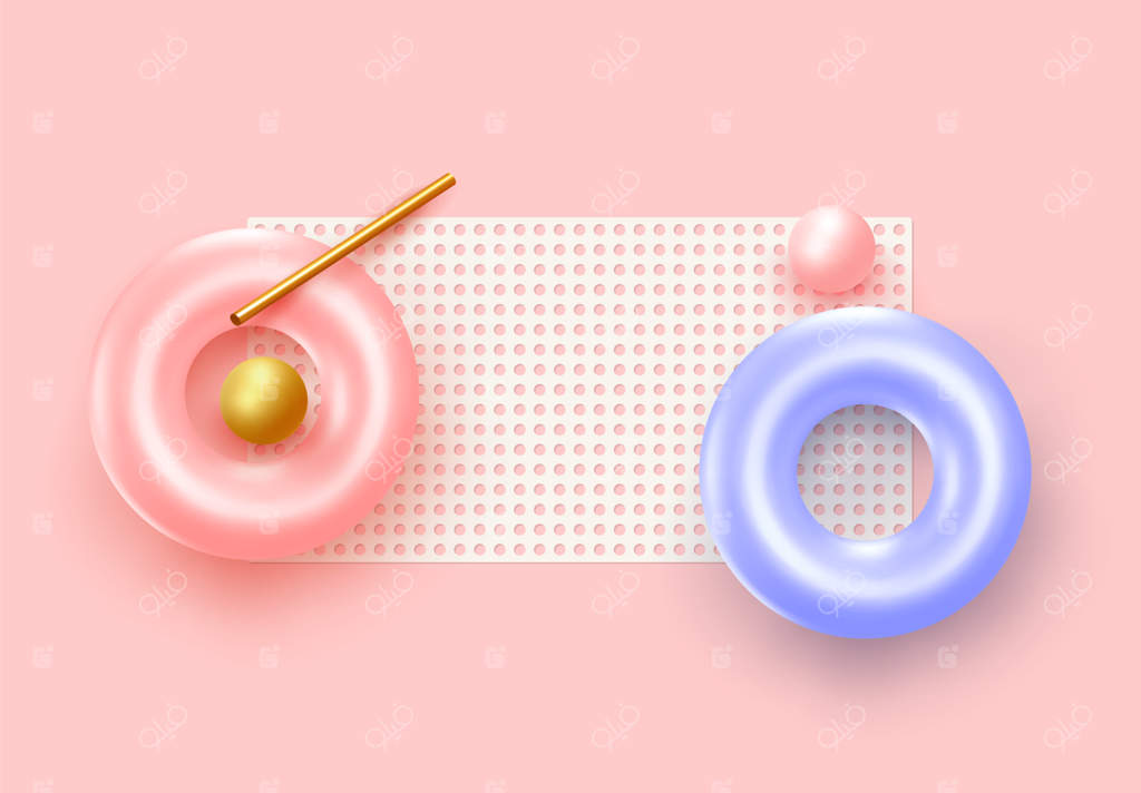 پس‌زمینه انتزاعی و خلاقانه مینیمالیستی. ترکیب با اشیاء سه‌بعدی واقعی. زمینه با اشکال هندسی. بنر مدرن و پوستر وب. رنگ‌های ملایم صورتی و مرجانی. تصویرسازی وکتور.