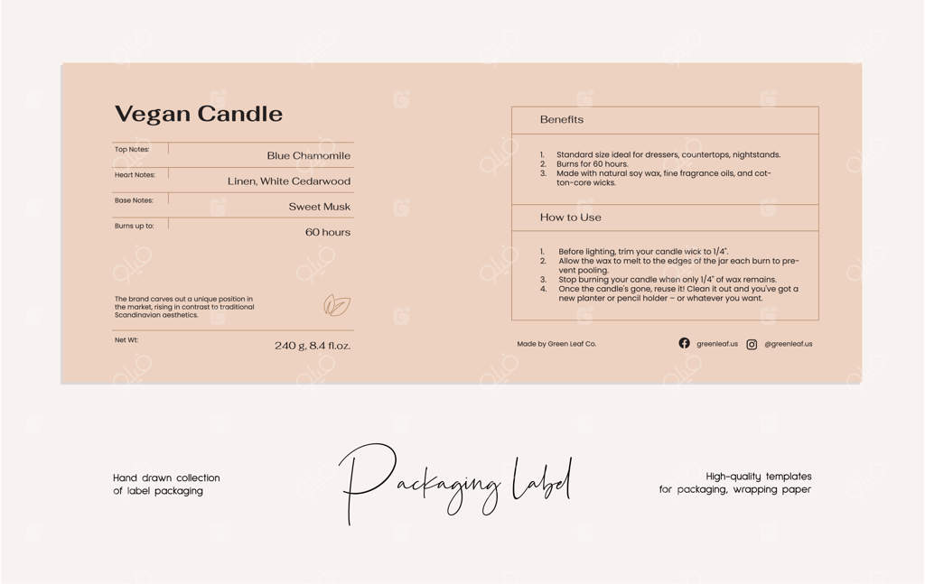 قالب طراحی برچسب لوازم آرایشی با طرح خطی دست‌کشیده وکتور