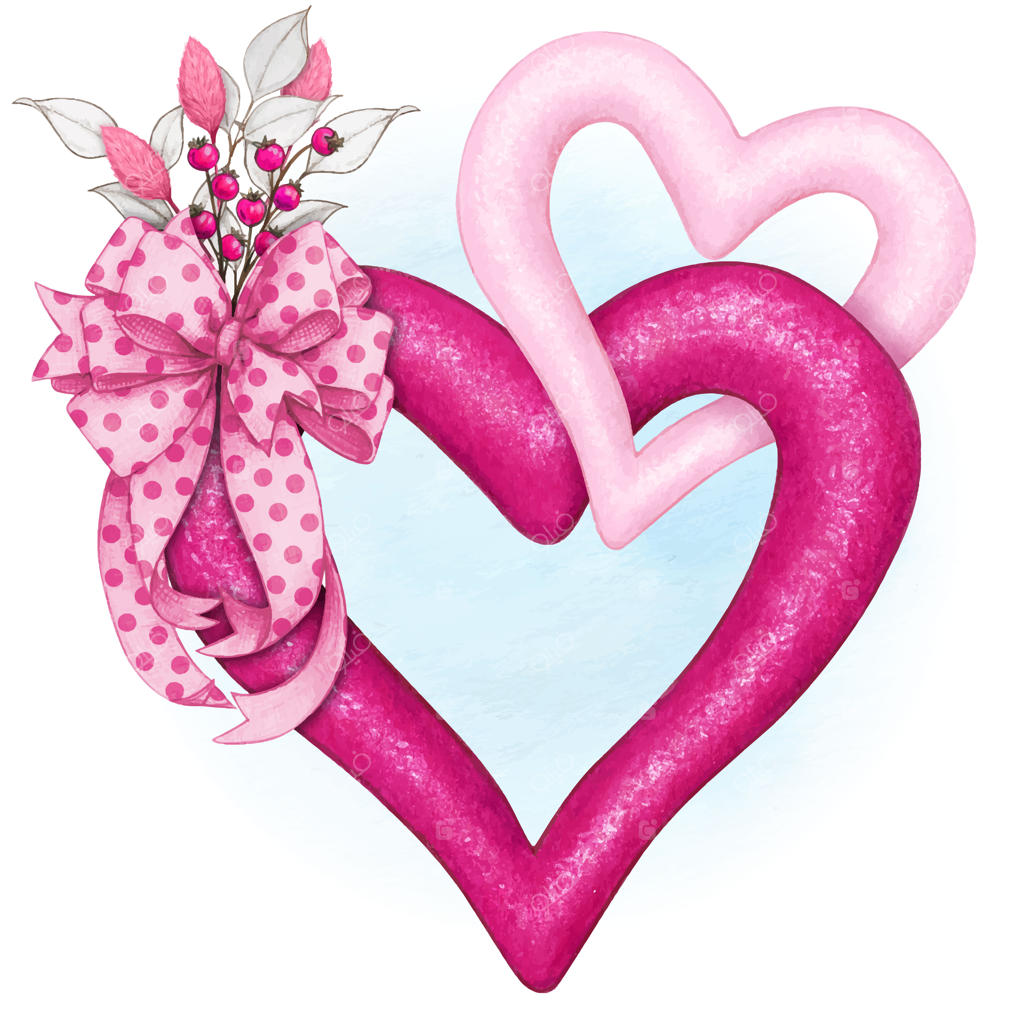 قلب‌های تزئینی آبرنگی متصل با پاپیون