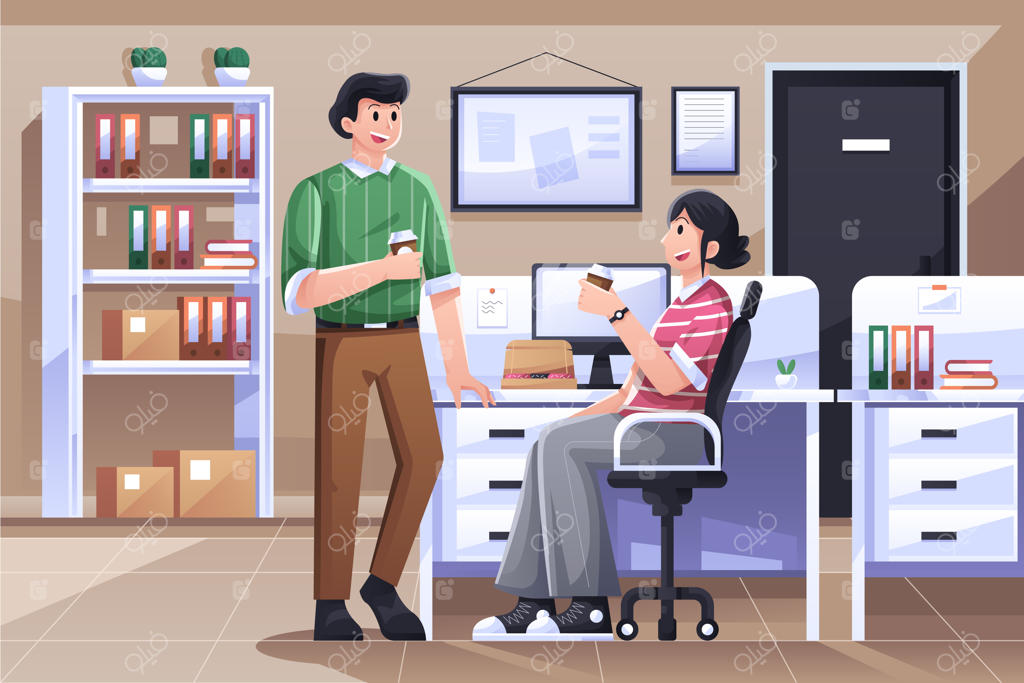 تصویرسازی زمان استراحت با قهوه