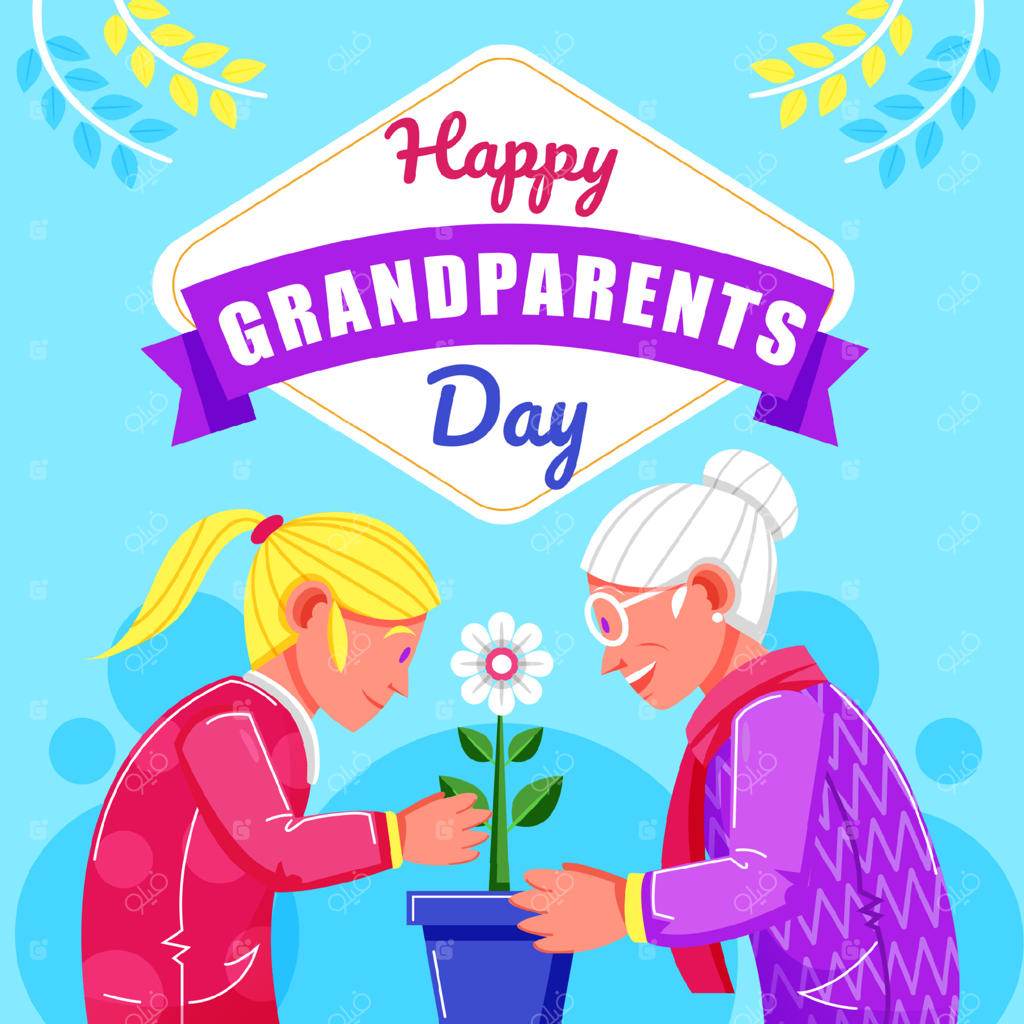 روز مادربزرگ و پدربزرگ مبارک، برای مادربزرگ‌ها و نوه‌ها. مناسب برای جشن‌ها