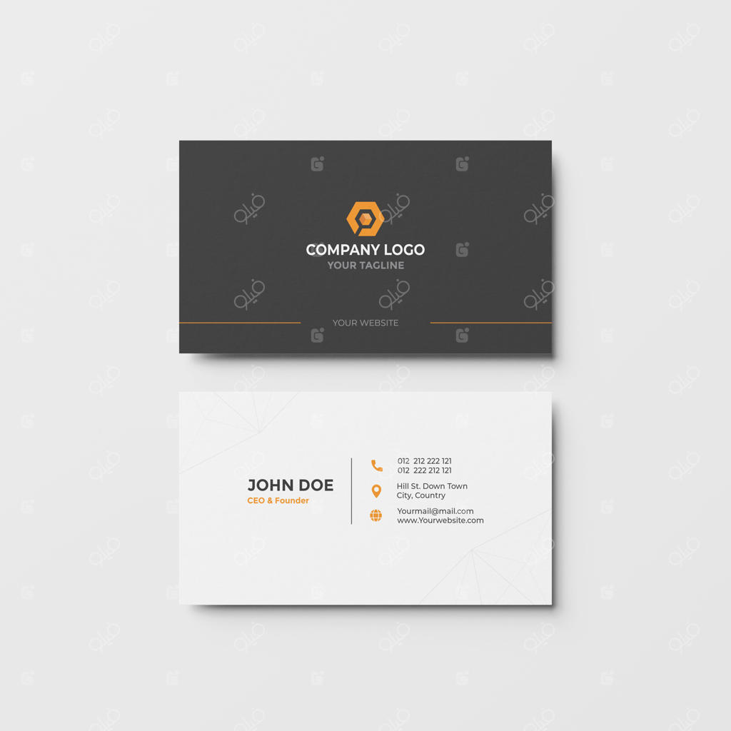 قالب کارت ویزیت مینیمال مشکی و زرد