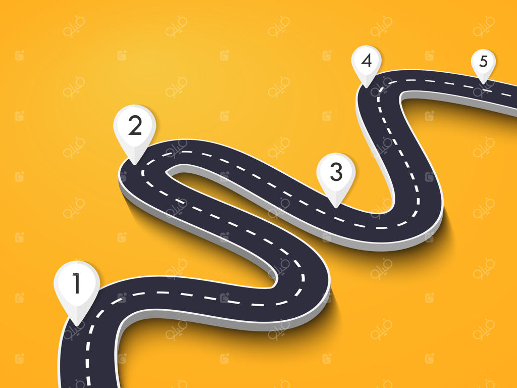 جاده پیچ در پیچ بر روی پس‌زمینه‌ای رنگارنگ