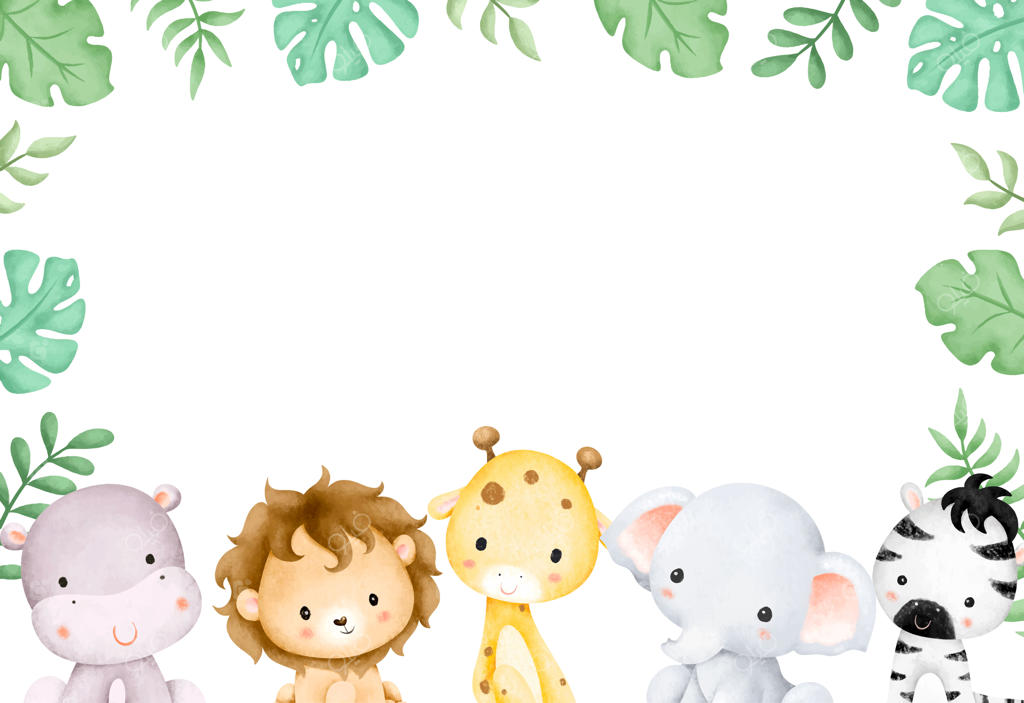 قاب نقاشی آبرنگی حیوانات ساوانای کودک