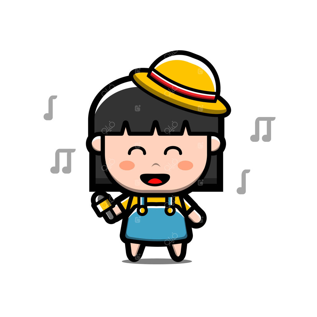 دختر بامزه و خوشحال که شخصیت کارتونی می‌خواند