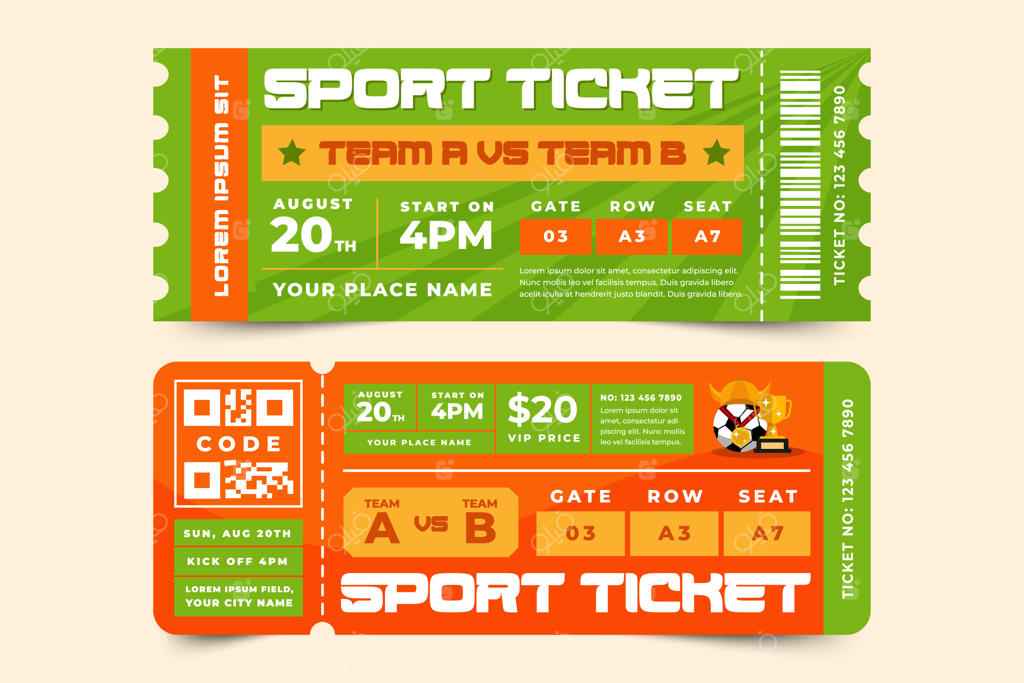 قالب طراحی بلیط مسابقات فوتبال - آسان برای سفارشی‌سازی