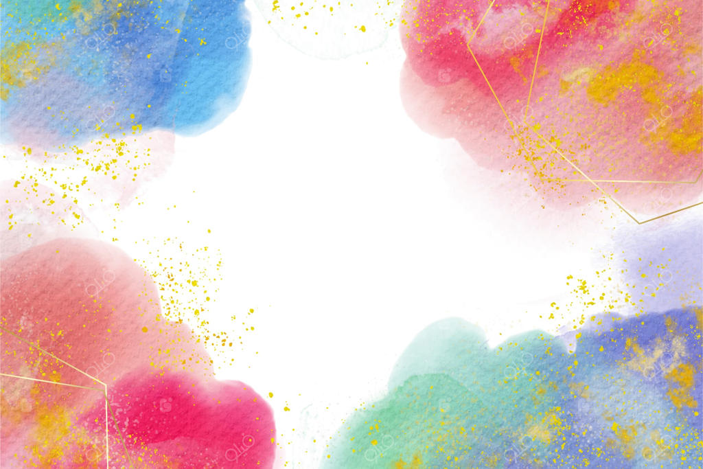 پس‌زمینه آبرنگی با رنگ‌های شاد و قاب‌های طلایی