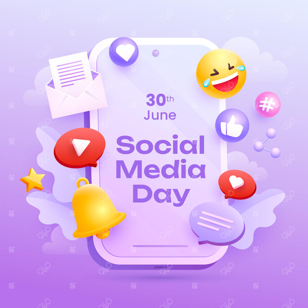 تصویرسازی روز شبکه های اجتماعی با گرادیانت