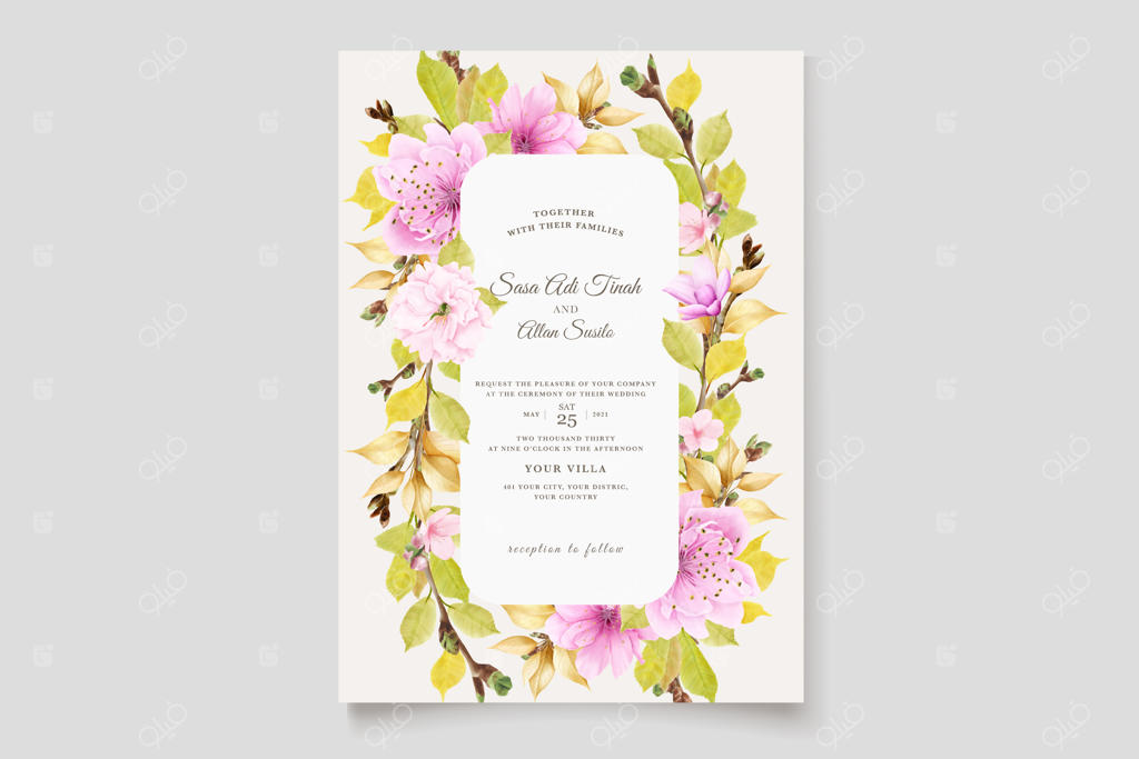 طرح زمینه و تاج گل شکوفه گیلاس