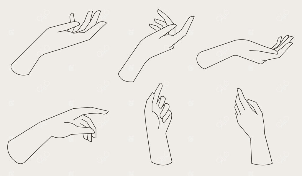 قالب وکتور طرح خطی لوگوی دست