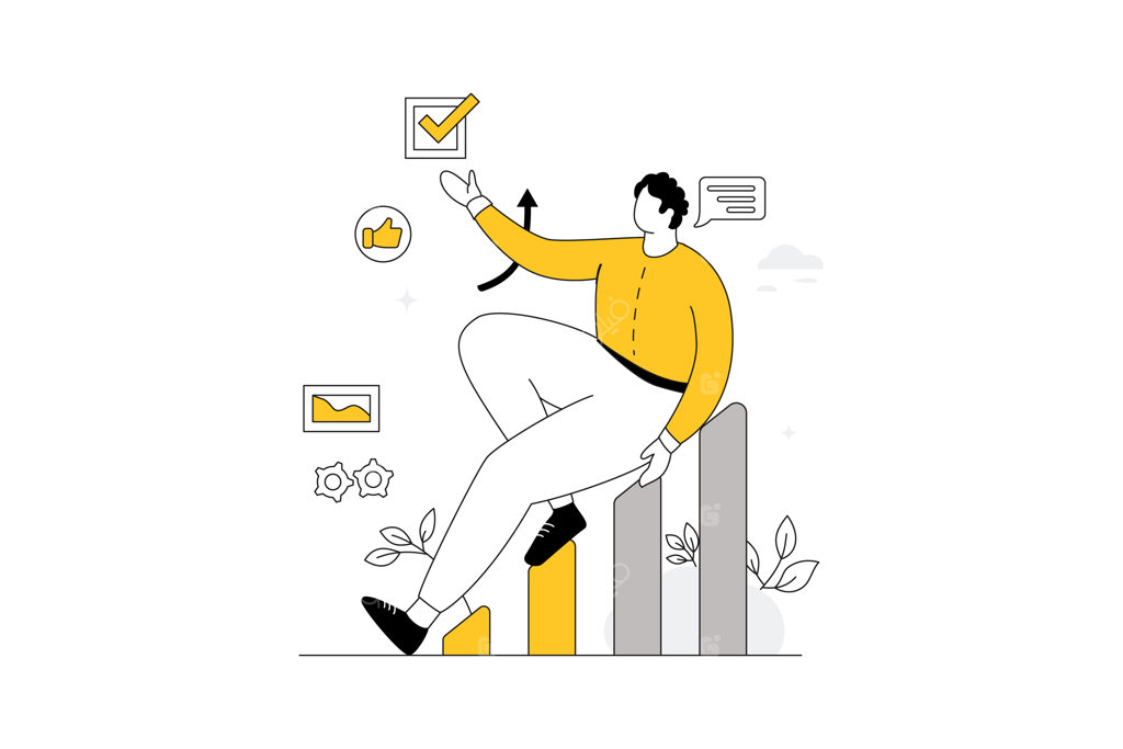 تصویرسازی وکتور تصمیم‌گیری در کسب و کار با طراحی فلت