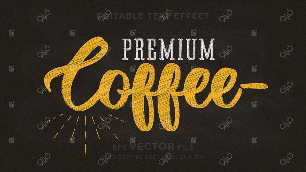 افکت متن قابل ویرایش: تایپوگرافی قهوه روی تخته‌سیاه
