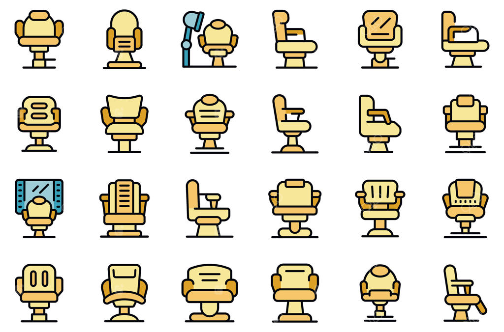 مجموعه آیکون‌های صندلی آرایشگاه - وکتور تخت