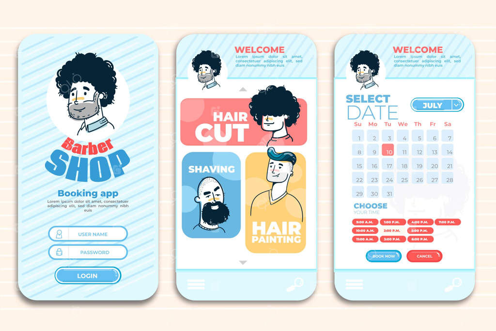 قالب اپلیکیشن رزرو نوبت آرایشگاه