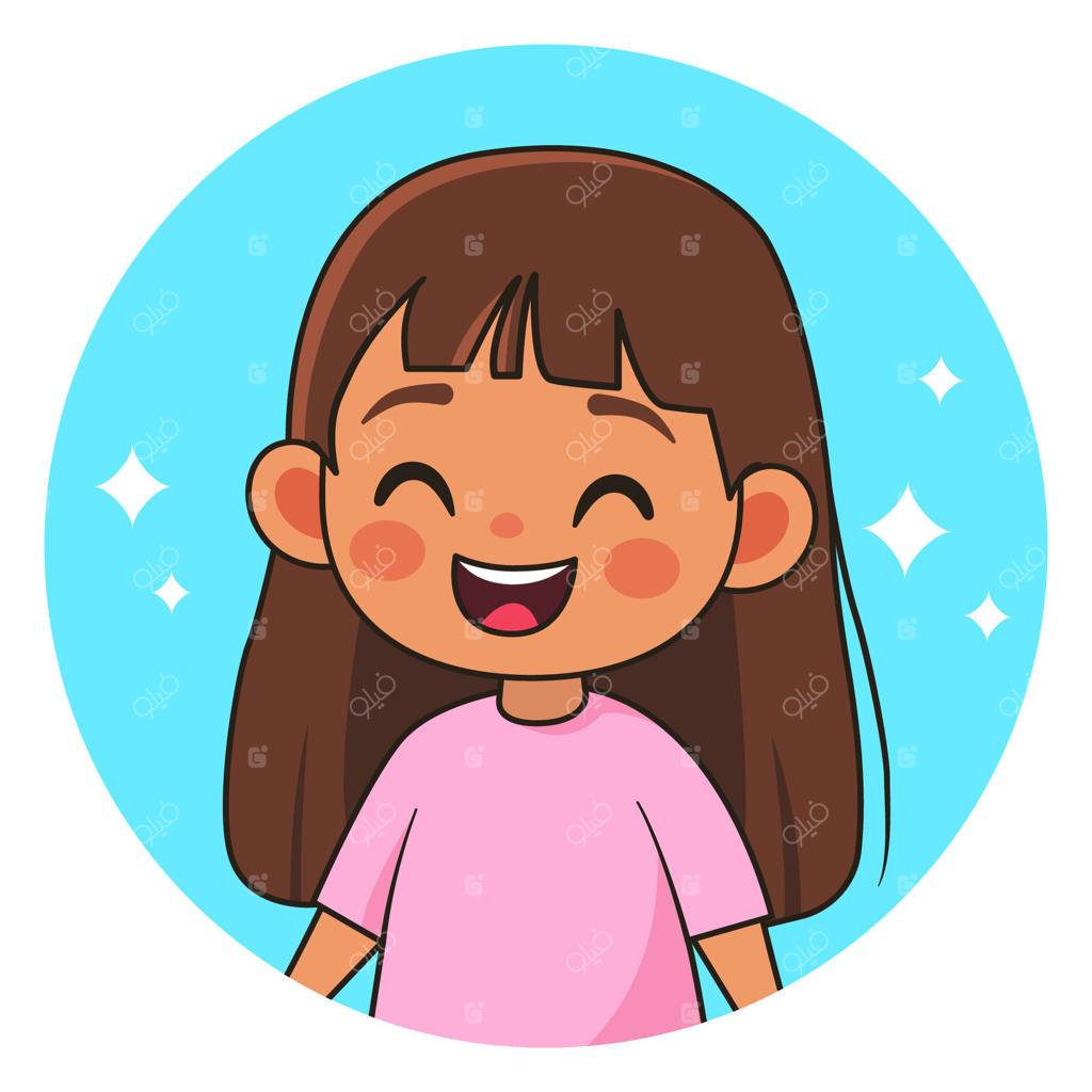 دختر خندان. کودک شاد. آواتار شبکه‌های اجتماعی. تصویرسازی وکتور