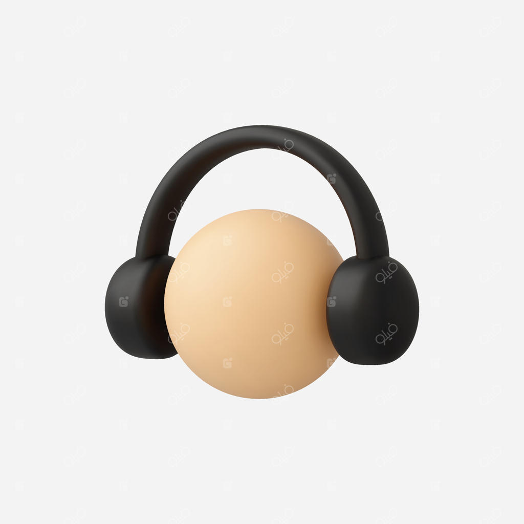 تصویر سه‌بعدی شیک هدفون بر روی کره.