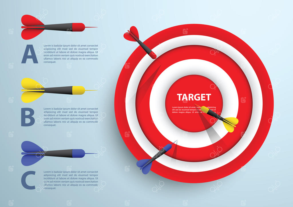 پترن اینفوگرافیک دارت و هدف، مفهوم کسب و کار