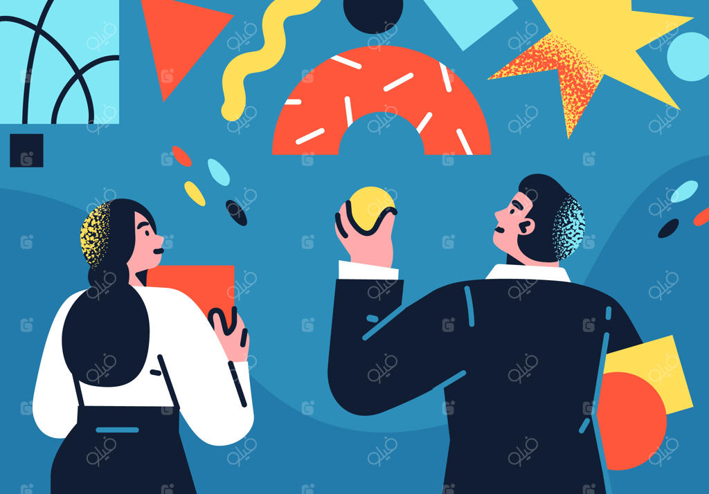 تصویرسازی افراد شرکتی به سبک تخت - شخصیت‌های همکار و ارتباطات