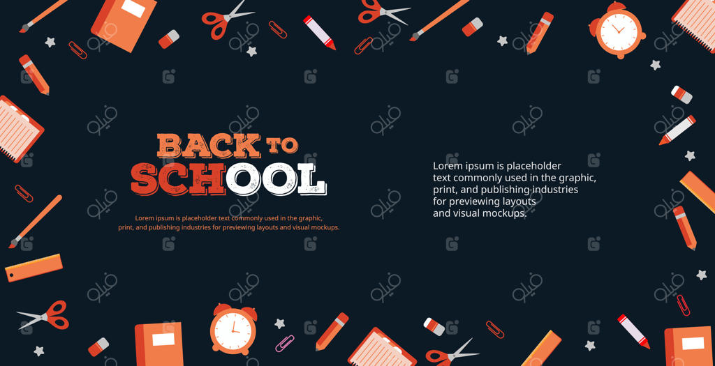 پس‌زمینه افقی حراج بازگشت به مدرسه با طراحی تخت