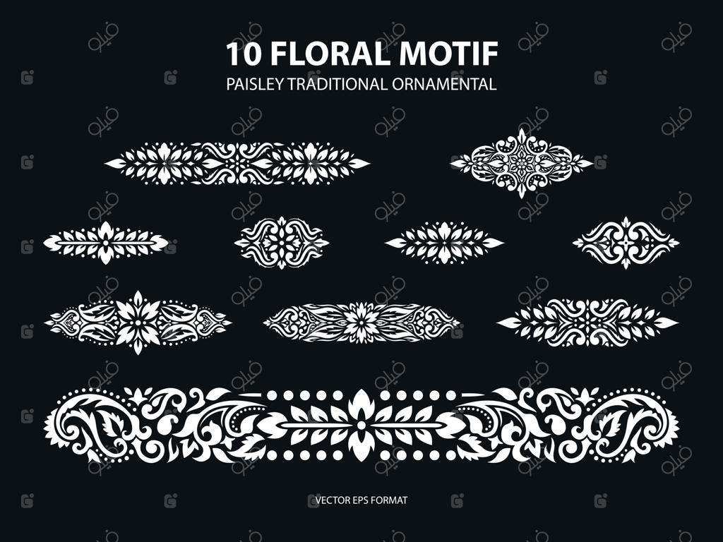 نقوش سنتی گلدار پیزلی: عنصری پر زرق و برق برای طراحی دعوت‌نامه‌های عروسی، کارت‌های تولد و تبریک. تزئینات طلایی سنتی.