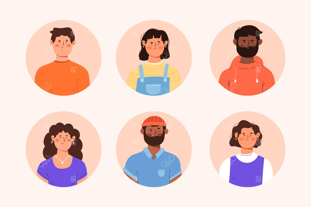 مجموعه آیکون‌های پروفایل طراحی شده با دست