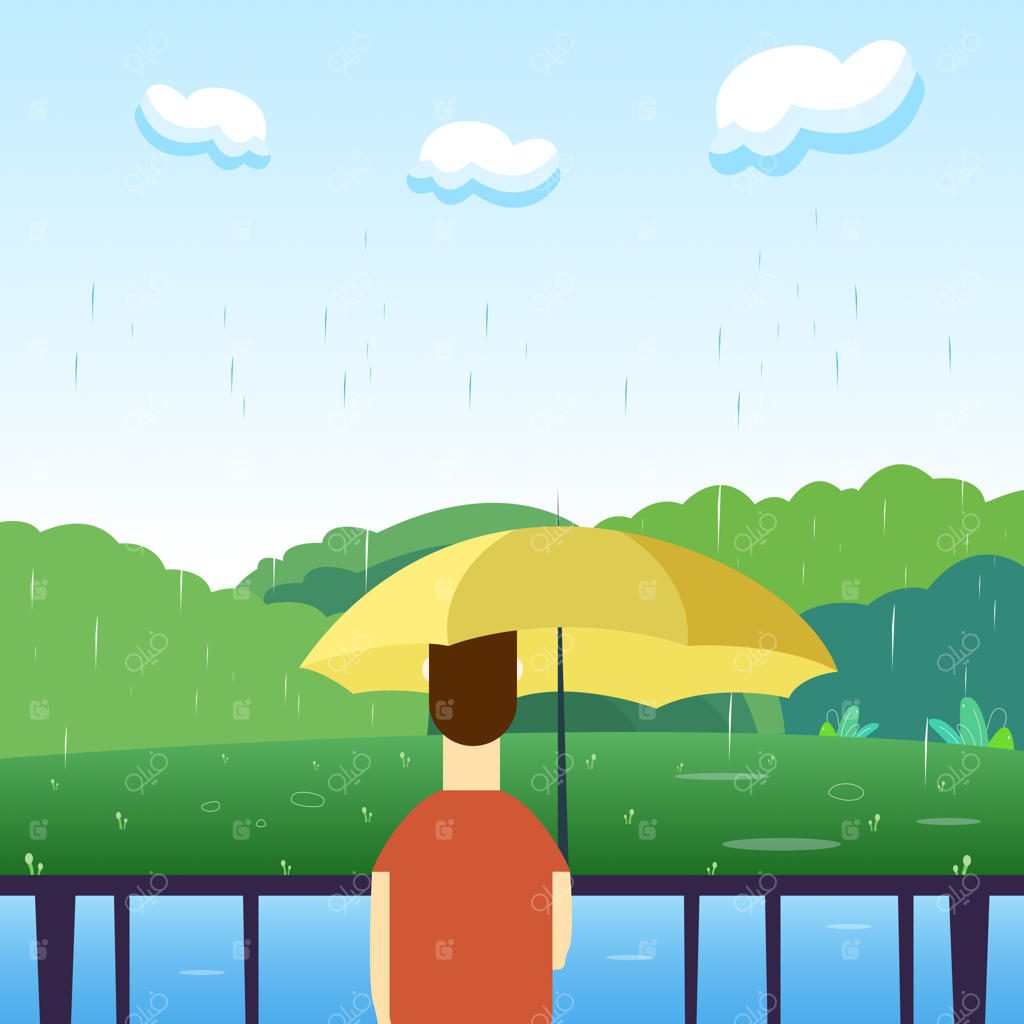 پسری در حال تماشای فصل بارانی