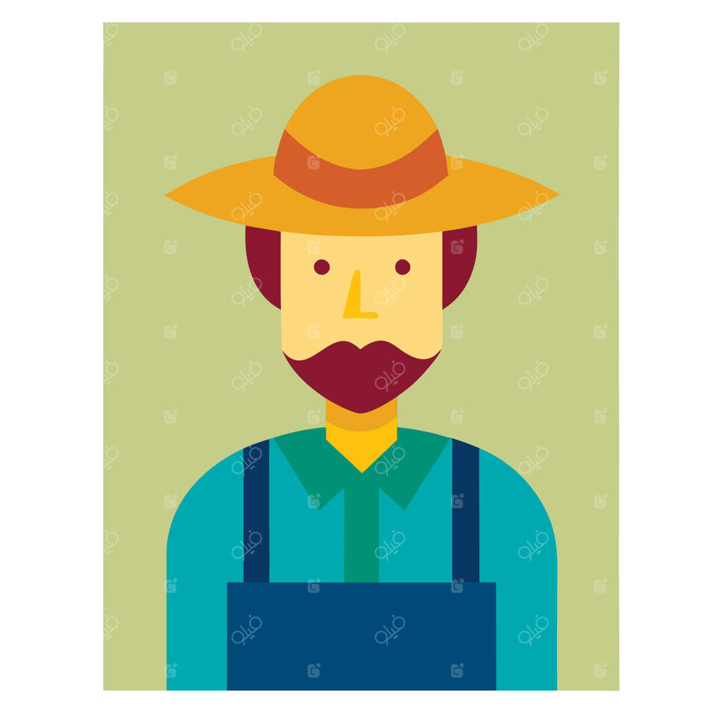تصویر مسطح از یک کشاورز با کلاه به صورت وکتور حرفه‌ای
