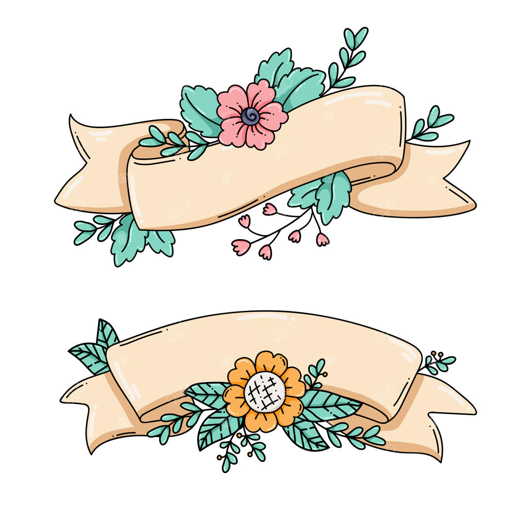 مجموعه نوارهای تزیینی با گل‌ها