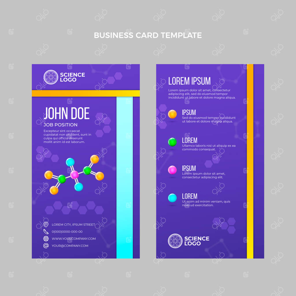 کارت ویزیت حرفه‌ای با طراحی عمودی و واقع‌گرایانه