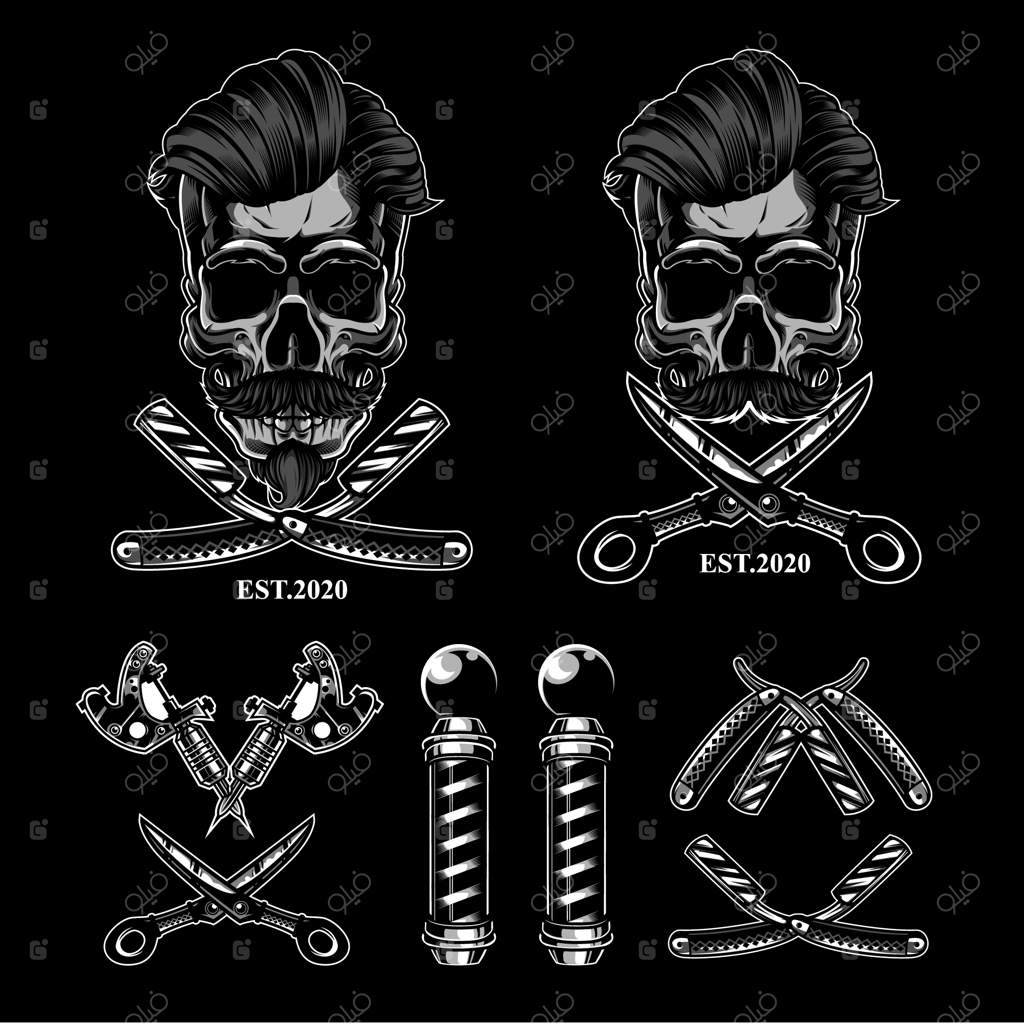 ست لوگوی جمجمه آرایشگاه