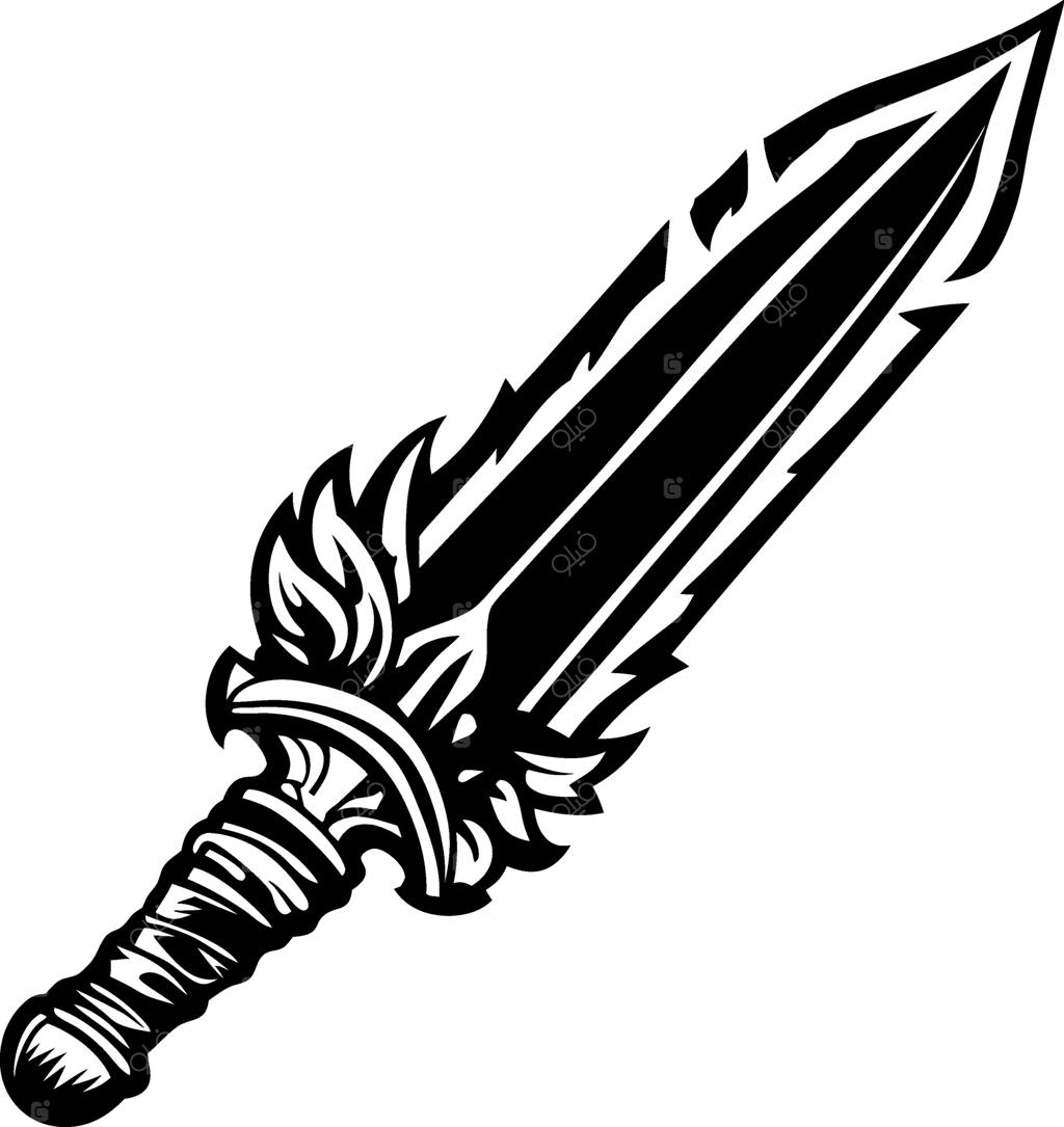 تصویرسازی شمشیر تزئینی برای طراحی تاتو و پروژه‌های هنری فانتزی