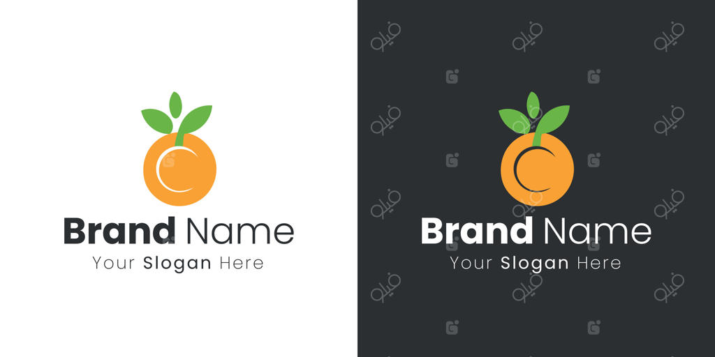 طراحی لوگوی خلاقانه میوه پرتقال با هویت برند و نام تجاری