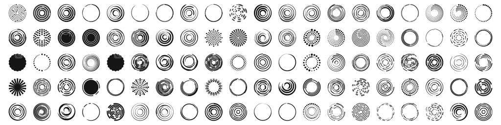 مجموعه آیکون‌ها: نمادهای بارگذاری مارپیچ، فلش‌های دایره‌ای، چرخش و پیشرفت