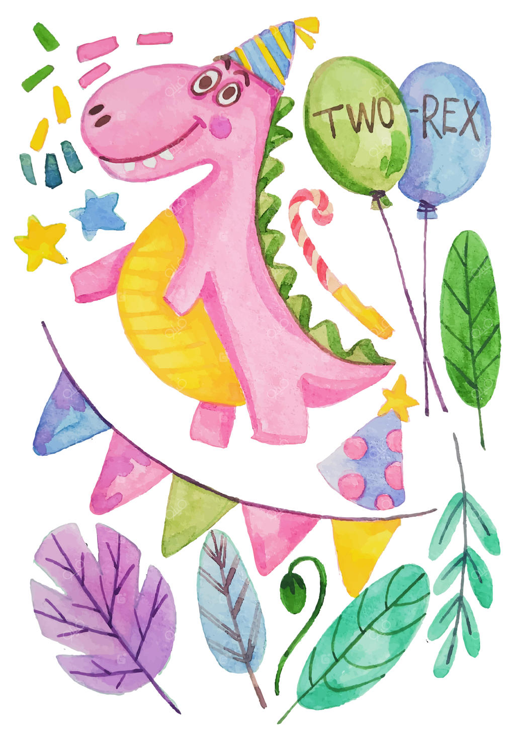 دایناسورهای بامزه با طرح آبرنگی و رنگ‌های پاستلی