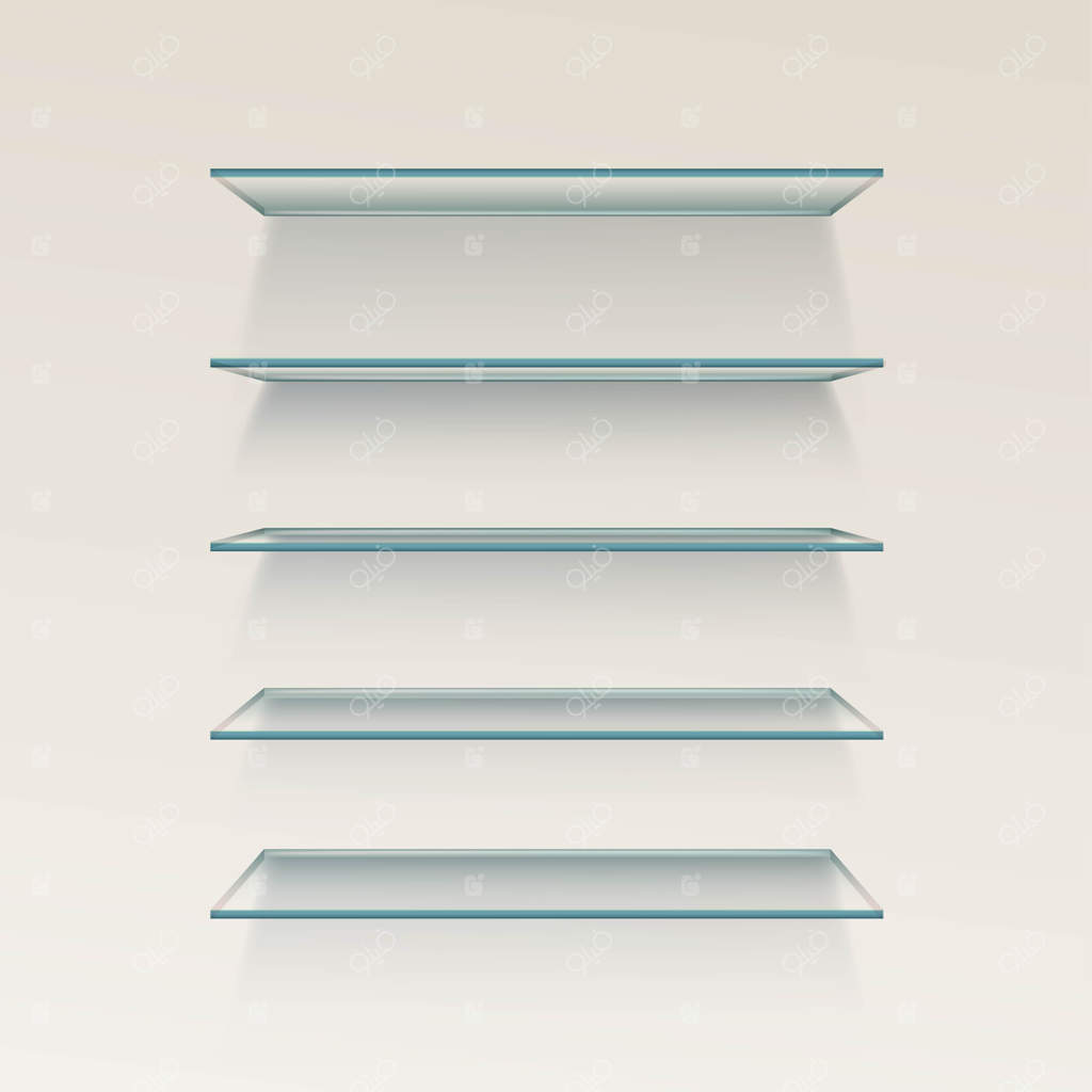 قفسه‌های شیشه‌ای خالی روی دیوار