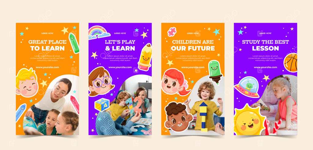 استوری‌های اینستاگرام آموزشی برای کودکان با طراحی دستی