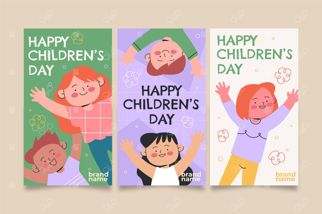 مجموعه استوری‌های اینستاگرام روز جهانی کودک با طراحی دستی و ساده