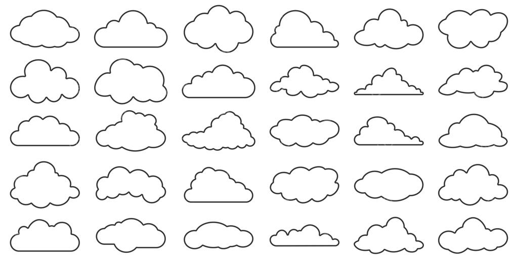 مجموعه اشکال و آیکون‌های ابر، تصویرسازی وکتور