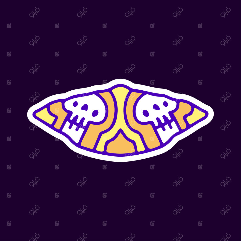 کارتون جمجمه روانگردان و انتزاعی، مناسب برای تیشرت، استیکر یا لباس‌های مرچندایز.