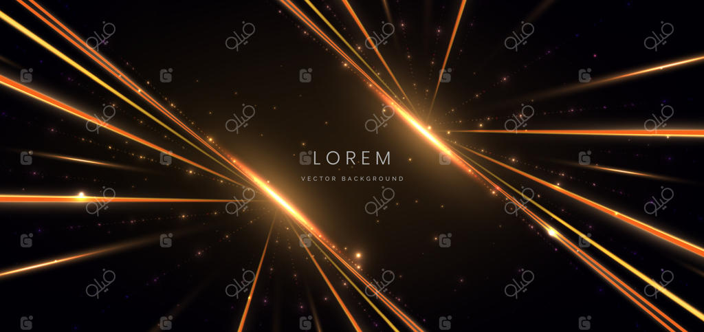 طرح انتزاعی با خطوط طلایی و درخشان بر روی زمینه سیاه. قالب طراحی جوایز لوکس.