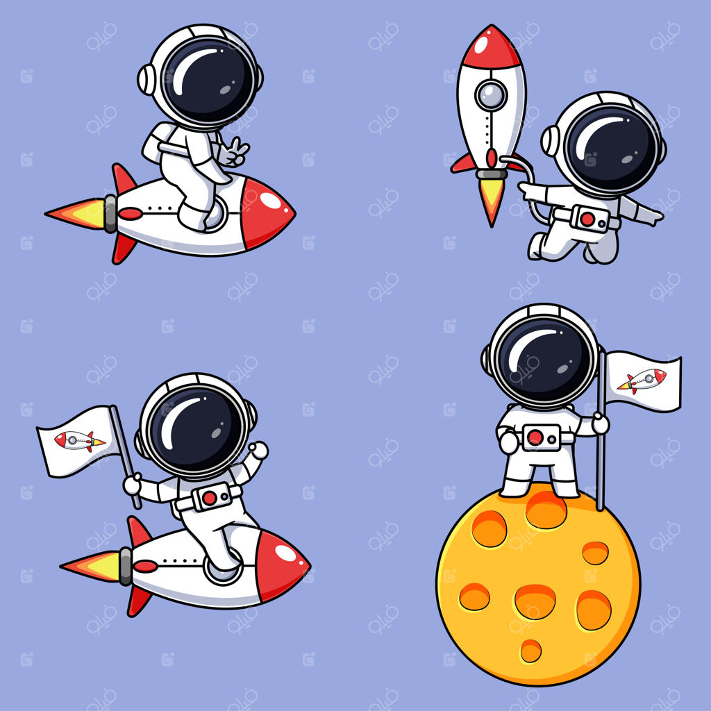 مجموعه‌ای از طرح‌های بامزه فضانوردان