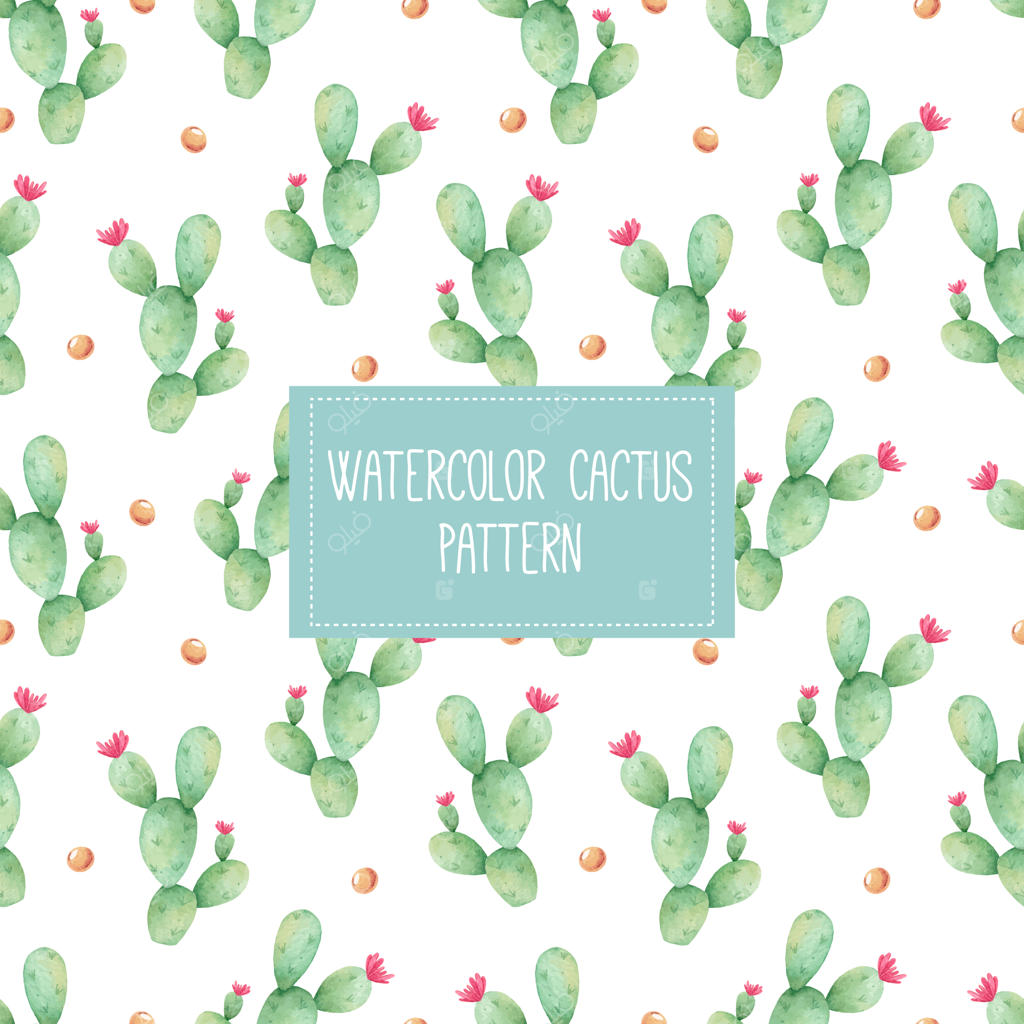 الگوی آبرنگی بدون درز با کاکتوس‌ها