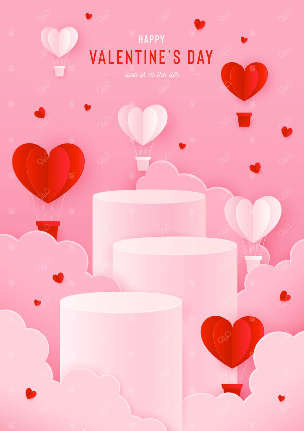 روز ولنتاین مبارک با کارت قلب‌های کاغذی