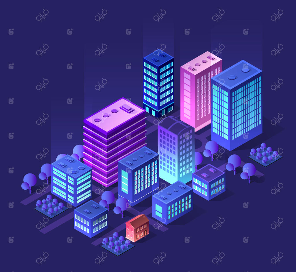 وکتور حرفه‌ای گشت‌ و گذار در منظره شهری ایزومتریک و رنگارنگ